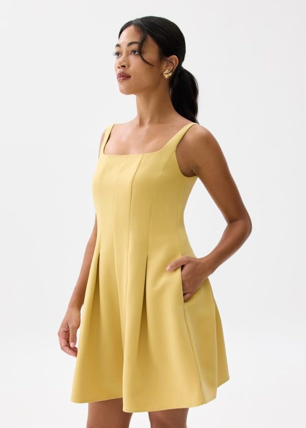 Square Neck Drop Waist Mini Dress - Image 4
